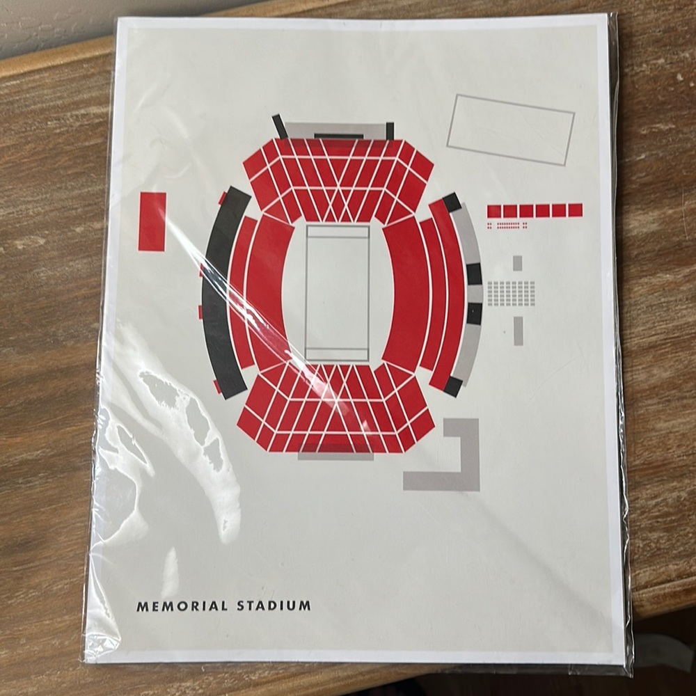 NEBRASKA HUSKERS MEMORIAL STADIUM PRINT 14 x 11 NEW